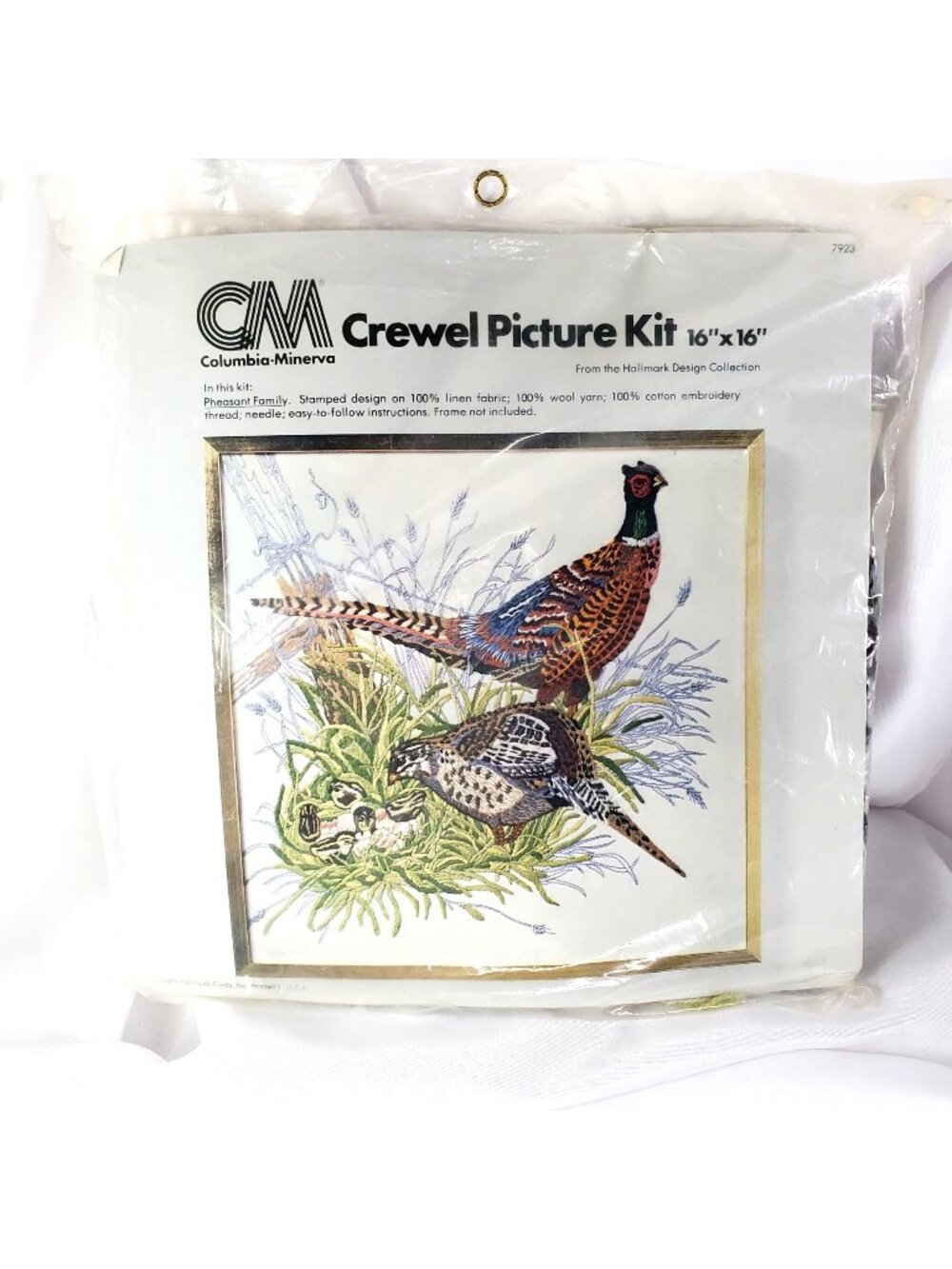 VTG Crewel Picture Kit Pheasant Family 16x16 Columbia Minerva Hallmark Design